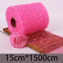 1卷雪花網紗玫瑰花束包裝材料，手工絲帶玫瑰花包裝紙，花編網紗DIY禮品包裝紙，適用於鮮花、婚禮裝飾、花束用品、紙巾、禮品包裝、婚禮包裝，適合任何場合 - 彩色 - 查看 17