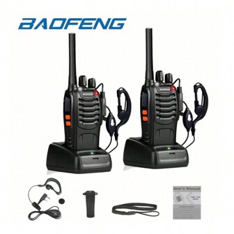  2piezas BF-88E Walkie Talkie Radio de Dos Vías Recargable con Standby Ultra-Largo y 16 Canales