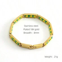 1 pièce Bracelet en acier inoxydable de mode de personnalité pour femmes, bijoux de bracelet en acier de titane de couleur or 18K