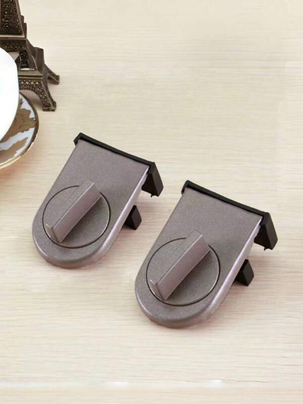 2pcs Brown Aluminum Alloy Sliding Door Window Lock, With Anti-Pinch, Anti-Theft, Anti-Fall Function And Safety Lock.