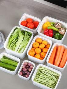 多功能冰箱保鲜盒带沥水篮适用于厨房食品冷冻储存和水果整理和密封和防潮万圣节装饰万圣节服装秋季装饰节日装饰 - 彩色 - 查看 4