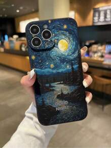 Apple Perforated Straight Edge Van Gogh Style Landscape Painting Shockproof Phone Case Compatible With IPhone XR/7/8, IPhone 15 Pro Max, IPhone 13, IPhone 14, IPhone 11, Soft TPU Protective Case Compatible With Galaxy S24, Galaxy S24+, Galaxy S24 Ultra, Galaxy S22, Galaxy A13 4G, Galaxy A52, A52s 5G, Redmi Note 11, 11 Lite