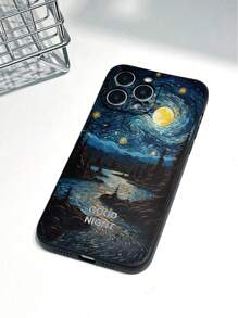 Apple Perforated Straight Edge Van Gogh Style Landscape Painting Shockproof Phone Case Compatible With IPhone XR/7/8, IPhone 15 Pro Max, IPhone 13, IPhone 14, IPhone 11, Soft TPU Protective Case Compatible With Galaxy S24, Galaxy S24+, Galaxy S24 Ultra, Galaxy S22, Galaxy A13 4G, Galaxy A52, A52s 5G, Redmi Note 11, 11 Lite