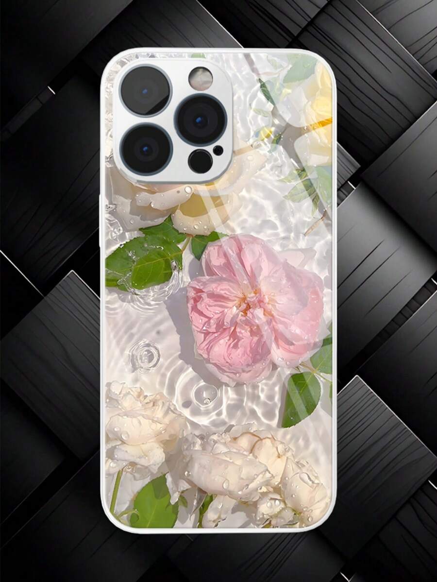 Water Energy Ripples High-Definition Glass Phone Case, Suitable For 15/15 Plus/15 Pro/15 Pro Max/14 Pro Max/14 Pro/14 Plus/14/13 Pro Max/13pro/13/13/12 Pro Max/Pro/12Pro Max/Pro/12 - White - View 1