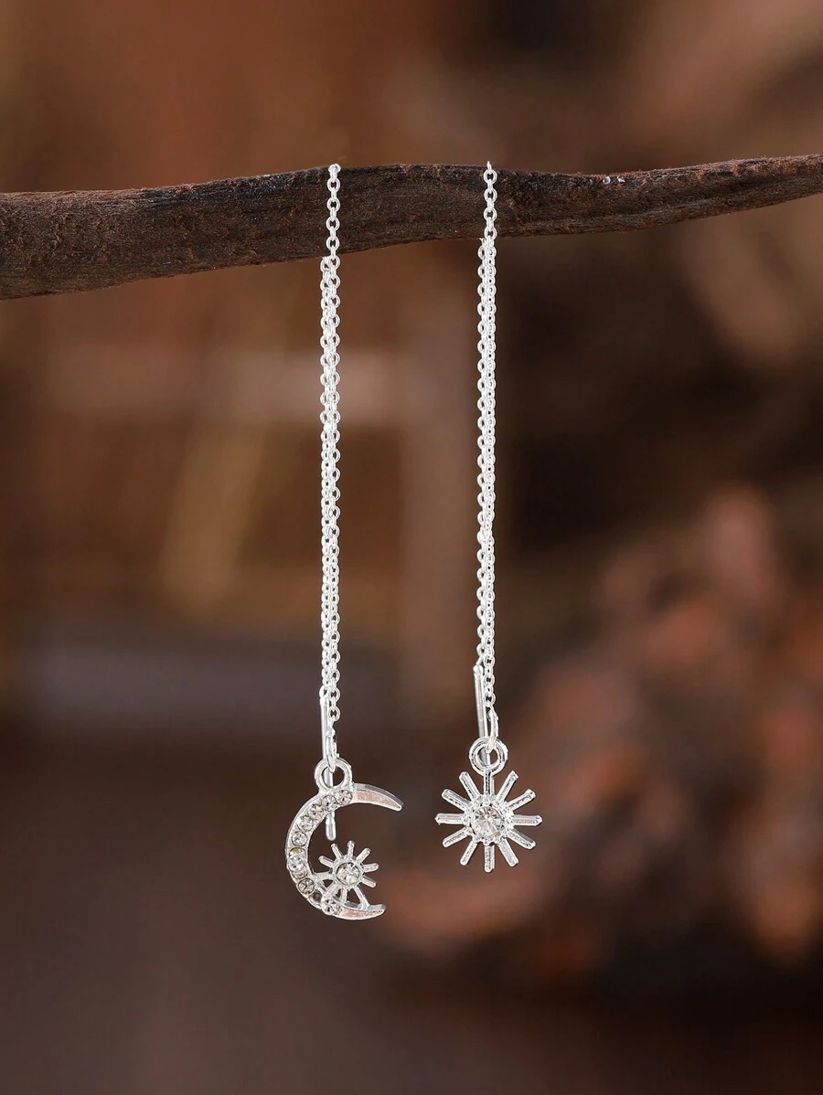 Sun & Moon Decor Threader Earrings