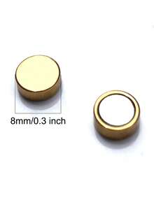1pc Punk Round Stainless Steel No Piercing Magnet Ear Lobe Earring Stud Body Jewelry - Multicolor - View 4