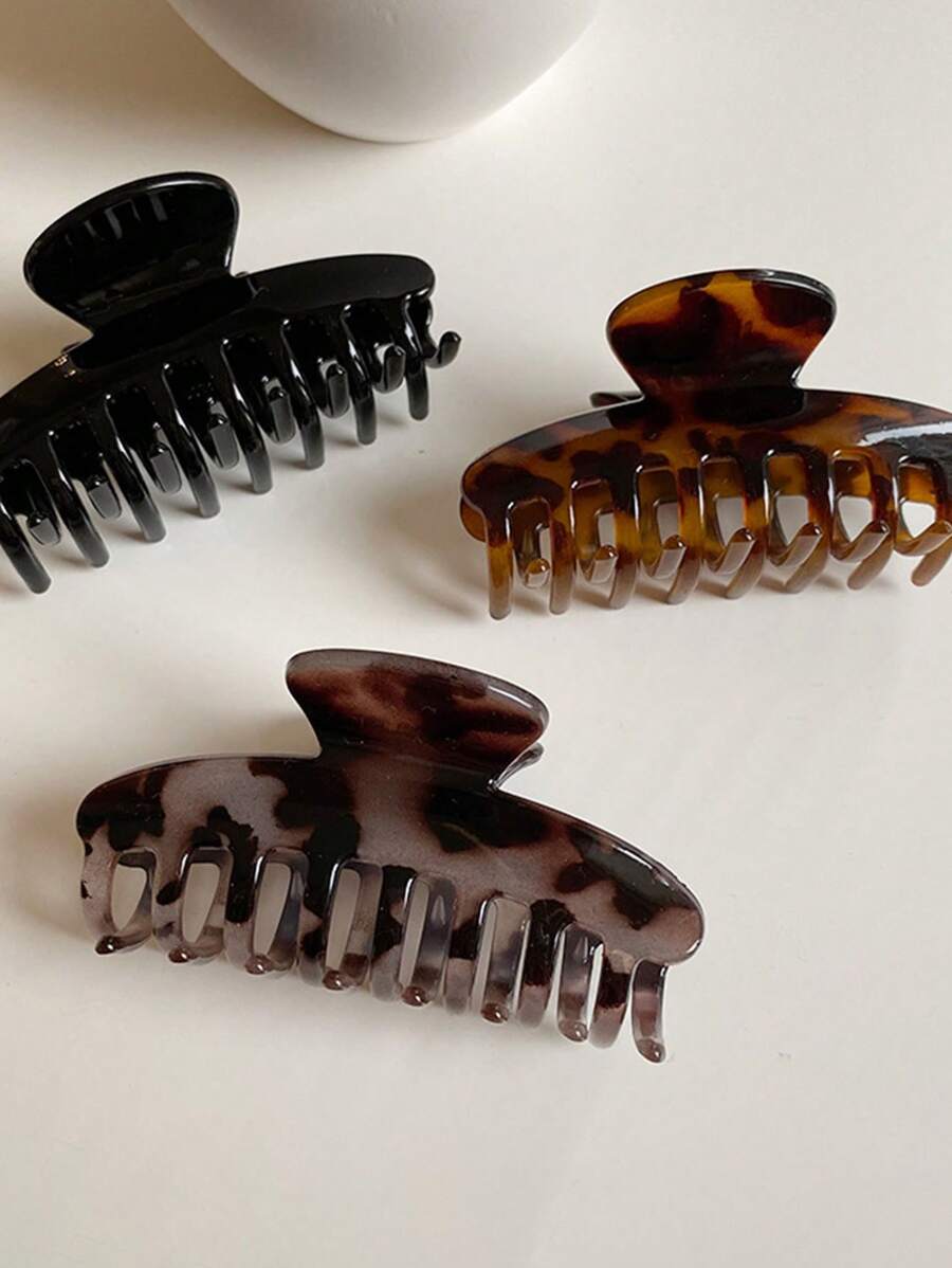 3 件复古风格发夹，时尚几何镂空玳瑁豹纹印花夹，女士大号爪夹，用于淋浴/洗头，发夹，发夹，发夹，接发夹，学校用品，学院秋冬发饰，女士度假装扮