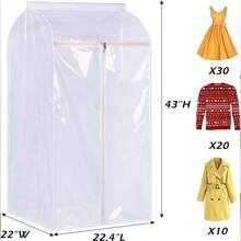 2pcs Clear 3D Clothes Dust Cover Hanging Garment Bag Coat Formal Dress Waterproof Thick Washable Children's Protection