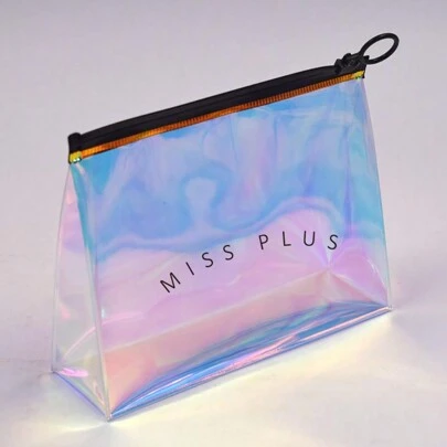 1 Pc Laser Color Thick Travel Storage Bag, Toiletry Bag, Makeup Pouch With Clear Window, Waterproof And Easy To Clean, Fashionable And Durable Makeup Bag Storage Makeup Organizer Makeup Case