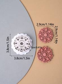 1pc Vintage Flower Soft Pottery Earring Pendant Cutter Jewelry Clay Pendant Decorative DIY Crafts Supplies - Flower - View 2