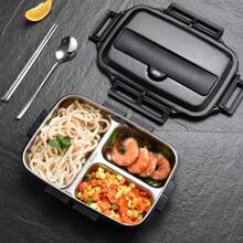 304 不锈钢保温午餐盒，大容量分隔便当盒，带密封学校用品，返校 - 三格便當 - 查看 2