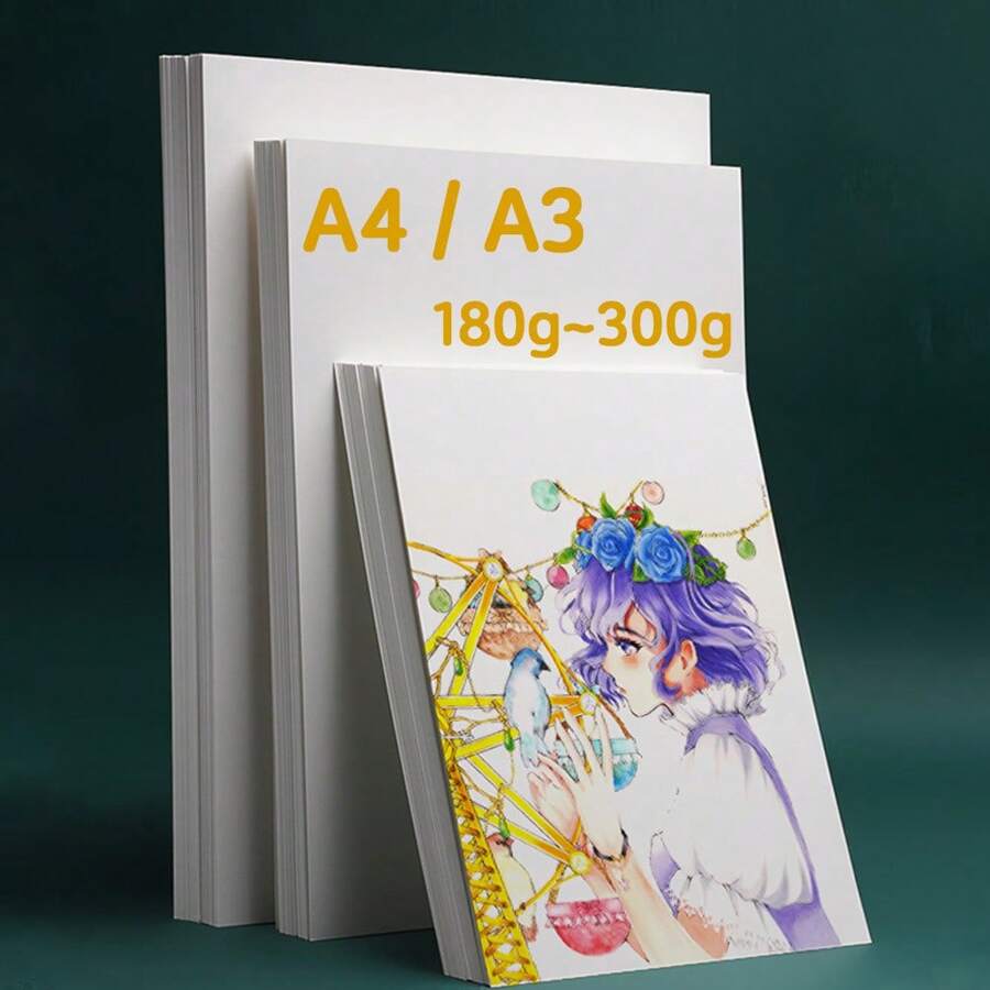 20張A4白色硬紙板A3白色硬紙板記號紙繪畫紙手工板標牌，用於手工藝品和項目 - 白色 - 查看 1