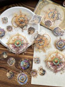 20 Cái/gói Nhựa PVC Chống Thấm Nước Vintage Miếng Dán Gói, Ngôi Sao Ma Thuật Bảng Xếp Hạng Series Giấy Vàng Bao, Cho Tạp Chí Trang Trí - Nhiều màu - Xem 5