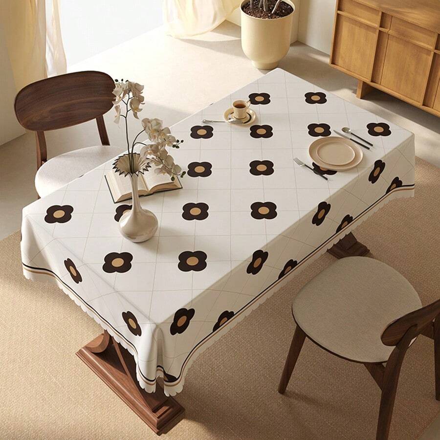 2024 New Waterproof And Oilproof Small Sheepskin Tablecloth, High-End And Luxurious Atmosphere For Rectangle Dining Table, Easy To Clean - Retro Flowers - View 1