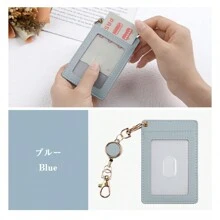 1 件皮革巴士带伸缩线圈身份证卡盒轻巧紧凑适合包括月票工作证学校身份证卡夹卡夹钱包名片夹信用卡夹卡片夹女士女士男士钱包钥匙扣卡片钱包 - 彩色 - 查看 19