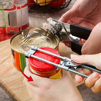 2pcs, 3in1 Can Opener, Powerful Can Opener, Multifunctional Jar Opener For Seniors, Weak Hands, Household Condiment Bottle Opener, Non-Slip Bottle Opener Multi Functional Manual Can Opener For Home, Kitchen, Restaurant, Kitchen Gadgets, Party Supplies