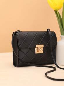 Summer Fashion Versatile Geometric Pattern Flap Lock One Shoulder Crossbody Bag