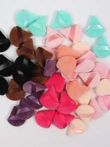 50pcs Mini Triangle Shaped Powder Puff, Made Of Ultra Soft Velvet, Specially Designed For Contouring, Eye And Corner Areas, Cosmetics Blender Foundation Mixing Container, Suitable For All Skin Types. - Multicolor - View 2