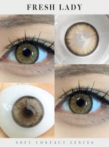 FRESH LADY 1 副亮棕色软性隐形眼镜 晨棕色 14.50 毫米 适合日抛型美瞳 年度一次性万圣节服装角色扮演 - 棕色 - 查看 9