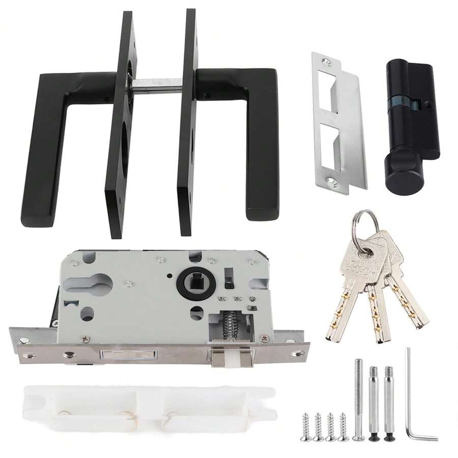 Cerradura Chapa Manija Para Puerta Recamara O Principal - Negro - Ver 1