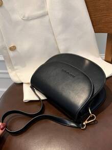 Bolso de montar con gráficos de letra, bolso de bandolera de unicolor a la moda, pequeño monedero con solapa para mujer