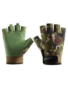 1對軍綠色半指戰術手套，男女皆適用的輕質運動手套，適合戶外騎行訓練，防滑透氣耐磨手套 - 軍綠色 - 查看 10