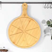 胡桃木砧板披薩麵包水果托盤，可掛勾防滑手柄榉木 - 杏色 - 查看 3