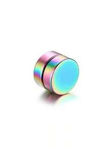 1pc Punk Round Stainless Steel No Piercing Magnet Ear Lobe Earring Stud Body Jewelry - Multicolor - View 13