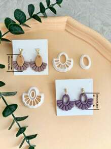 扇形陶粘土刀模，裝飾藝術陶粘土刀模，DIY製作耳環、珠寶吊墜的陶粘土刀模，手工藝工具之一 - 白色 - 查看 3