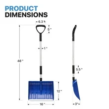 MoNiBloom Snow Shovel, Portable Wide Snow Pusher With D-Grip Handle, 16" Aluminium Snow Removal Tool For Car Outdoor Camping Garden, Blue - Blue - View 2