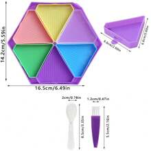 6rutor Hexagon Diamond målning Bricka Utrustning , Stor Borra Tallrik , 6X Små Borra Tallrik + Borste + Sked - Multifärgad - Visa 4