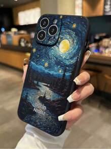 Apple Perforated Straight Edge Van Gogh Style Landscape Painting Shockproof Phone Case Compatible With IPhone XR/7/8, IPhone 15 Pro Max, IPhone 13, IPhone 14, IPhone 11, Soft TPU Protective Case Compatible With Galaxy S24, Galaxy S24+, Galaxy S24 Ultra, Galaxy S22, Galaxy A13 4G, Galaxy A52, A52s 5G, Redmi Note 11, 11 Lite