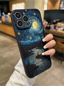 Apple Perforated Straight Edge Van Gogh Style Landscape Painting Shockproof Phone Case Compatible With IPhone XR/7/8, IPhone 15 Pro Max, IPhone 13, IPhone 14, IPhone 11, Soft TPU Protective Case Compatible With Galaxy S24, Galaxy S24+, Galaxy S24 Ultra, Galaxy S22, Galaxy A13 4G, Galaxy A52, A52s 5G, Redmi Note 11, 11 Lite