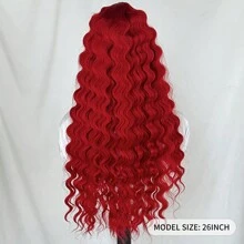 Red Curly Lace Front Wigs Burgundy Lace Wig Dark Red Long Deep Wave Synthetic Lace Front Wig Pre-Plucked Hairline Red Wigs For Women - Đỏ - Xem 5