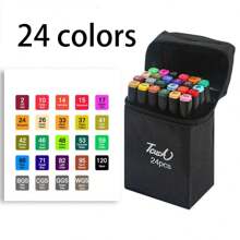 12/24/30/48/168 Color Double Pointed Art Mark Pen, DIY Pen, Ceramic Art Collection, Alcohol Mark Pen, Permanent Alcohol Based Sketching Mark Pen, Comes With Drawing Sketch Box, Black Bucket, Party Collection, Christmas Decoration, Home Decoration (Some Styles/Positions/Patterns Or Colors Are Random, Such As The Letters On The Pen Body!!! Does Not Affect Use) - 24 Colors/set - View 14