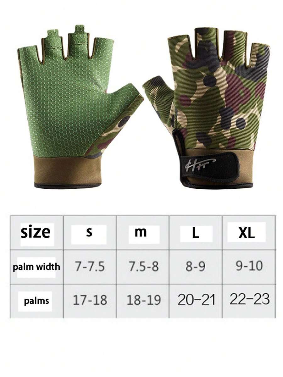 1對軍綠色半指戰術手套，男女皆適用的輕質運動手套，適合戶外騎行訓練，防滑透氣耐磨手套 - 軍綠色 - 查看 1