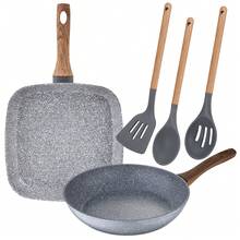 Ensemble de poêles avec gril 26 cm et 28x28 cm en aluminium forgé et ensemble de 3 ustensiles de cuisine SAN IGNACIO - Multicolore - Voir 1