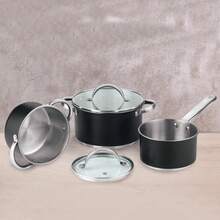 San Ignacio Set di 5 pezzi (2 padelle con coperchio + casseruola) in acciaio con coperchio ind reeco round - Multicolore - Visualizzare 6