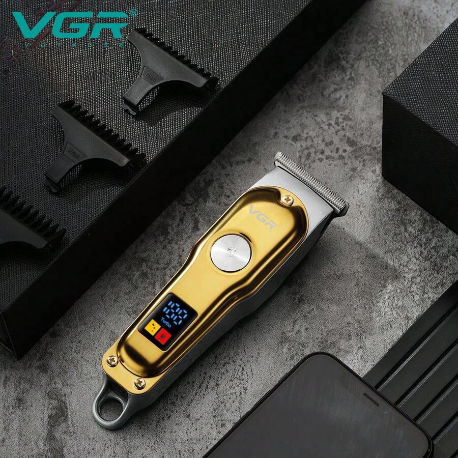 VGR Professioneller USB wiederaufladbarer Haarschneider Elektrischer Trimmer kabellos für Männer V-290-Gold-ohne Box