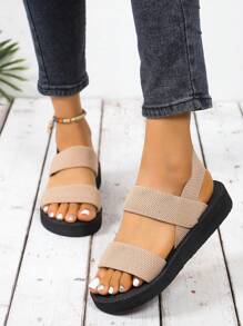 Casual Black Mid-Heeled Sandals Suitable For Daily Wear
