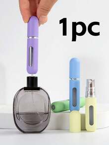 1入組糖果色5ml底部直充香水噴霧瓶，鋁質推式香水瓶，可重裝香水噴霧瓶，攜帶方便的旅行瓶，迷你噴霧器空化容器，底部充填泵吸工具與配件