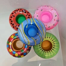 Set de 5 portavasos inflables para bebidas, salvavidas flotantes para fiesta en la piscina, decoración exterior y flotadores de bebidas para nadar - Multicolor - Ver 10