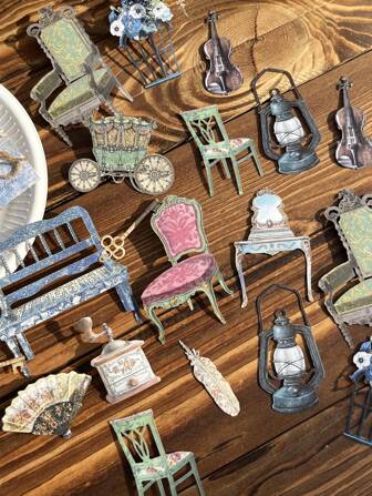 30 st Retro-präglad relieftextur Scrapbook-klistermärken i barockstil för DIY-dekoration och collage