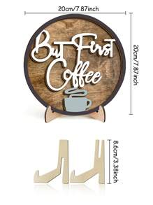 1Pc 3D But First Coffee Wooden Coffee Bar Sign For Coffee Bar Table Decor,Rustic Round Small Coffee Signs Tiered Tray Decor For Kitchen Sign Best Gifts Birthday Graduation