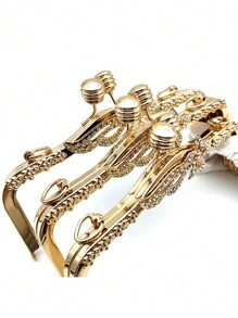 Customized Hanging Plating Light Gold Flower Surface Design Purse Metal Frame For Evening Bag - Gold - View 6