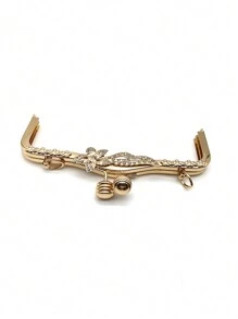 Customized Hanging Plating Light Gold Flower Surface Design Purse Metal Frame For Evening Bag - Gold - View 2