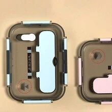 1 hộp đựng cơm trưa bằng nhựa vuông có ngăn chia có thể tháo rời, hộp đựng cơm bento chống rò rỉ kèm dao kéo, hộp đựng thực phẩm an toàn cho lò vi sóng có thể tái sử dụng, thích hợp cho văn phòng, trường học, cắm trại, nhà bếp, Giáng sinh - Một kích thước phù hợp với tất cả - Xem 10