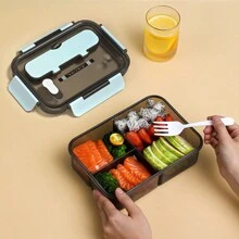 1 hộp đựng cơm trưa bằng nhựa vuông có ngăn chia có thể tháo rời, hộp đựng cơm bento chống rò rỉ kèm dao kéo, hộp đựng thực phẩm an toàn cho lò vi sóng có thể tái sử dụng, thích hợp cho văn phòng, trường học, cắm trại, nhà bếp, Giáng sinh - Một kích thước phù hợp với tất cả - Xem 6