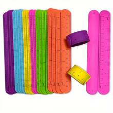 6 piezas Brazalete de silicona con escala de colores, bandas de pulseras con dos funciones de regla en colores brillantes - multicolor - Ver 1