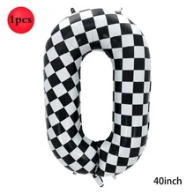 Bóng bay kỹ thuật số ca rô 40 inch lớn màu đen và trắng số 0-9 dùng để trang trí tiệc sinh nhật xe đua, Giáng sinh - bàn cờ đen trắng - Xem 11